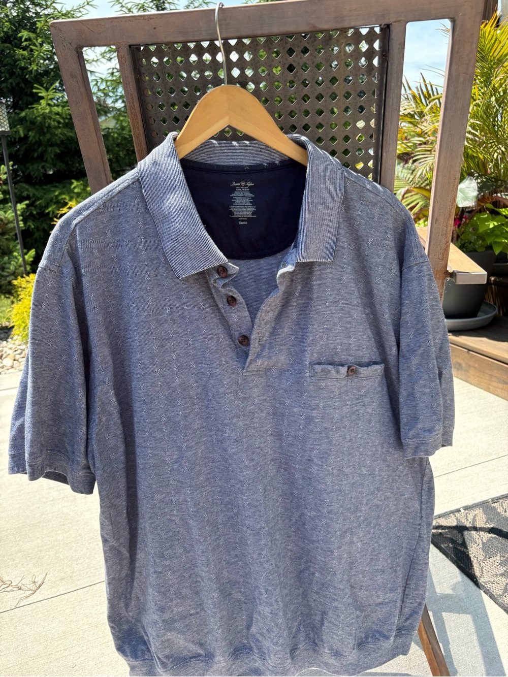 David Taylor Heathered Navy Short-Sleeve Polo